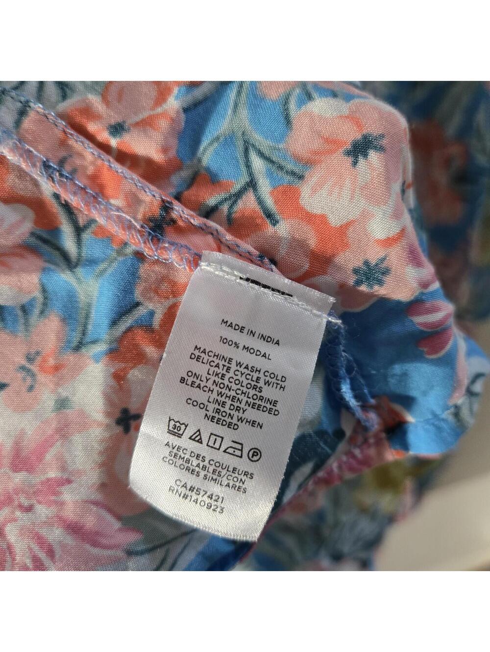 Loft Kimono Women's Med Large M/L Blue Multi Floral Wrap Duster Top Oversized - Picture 5 of 5